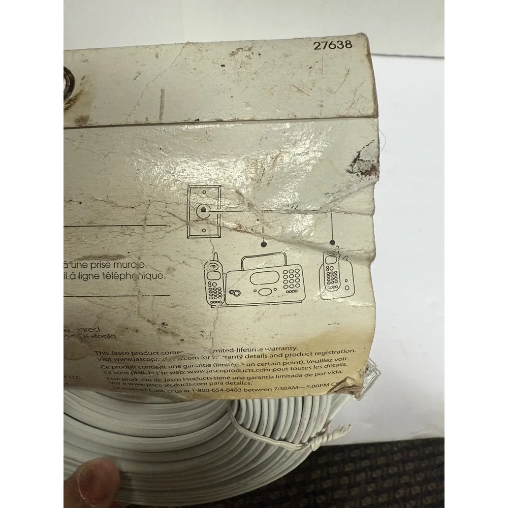 Telephone Line Cord, 100 Feet, Phone Cord, Modular Jack Ends, Works for Phone... - Picture 7 of 10